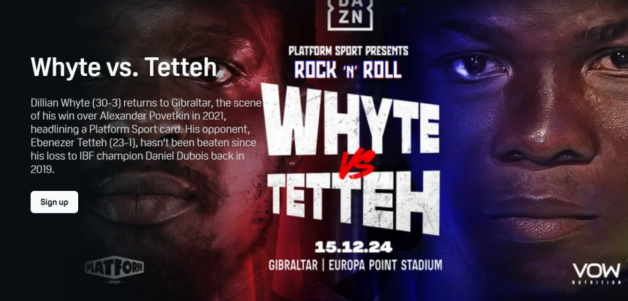 Stream Whyte vs Tetteh on DAZN