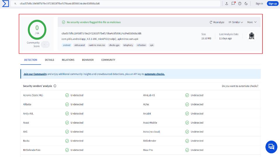 yidio virus scan