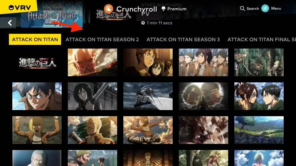 how to explore vrv episodes