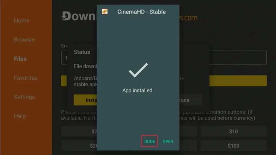 cinema hd select done