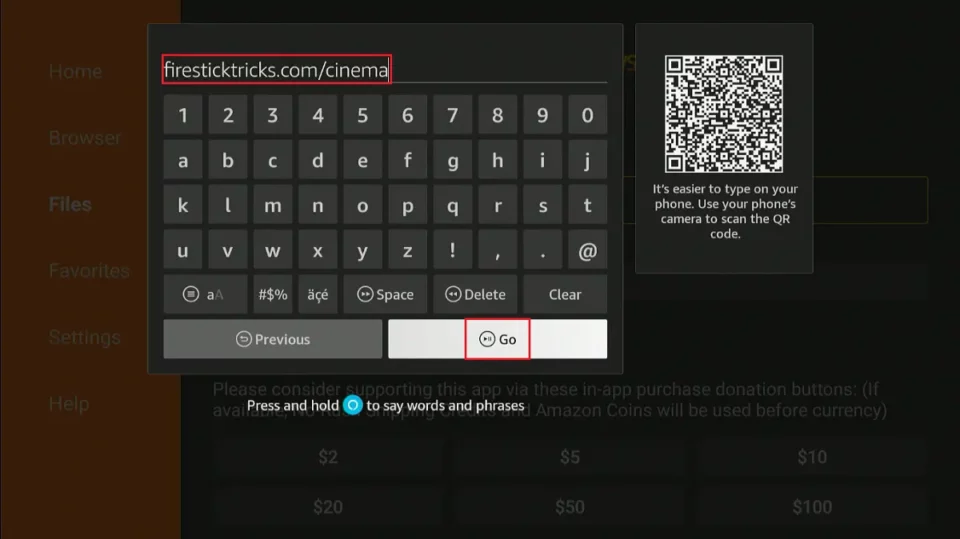 enter cinema hd url