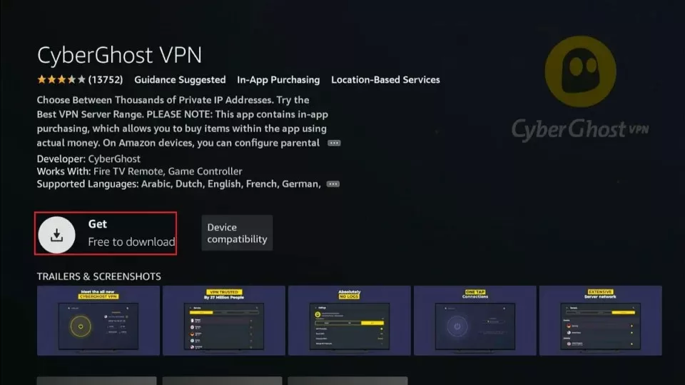 click on get button
