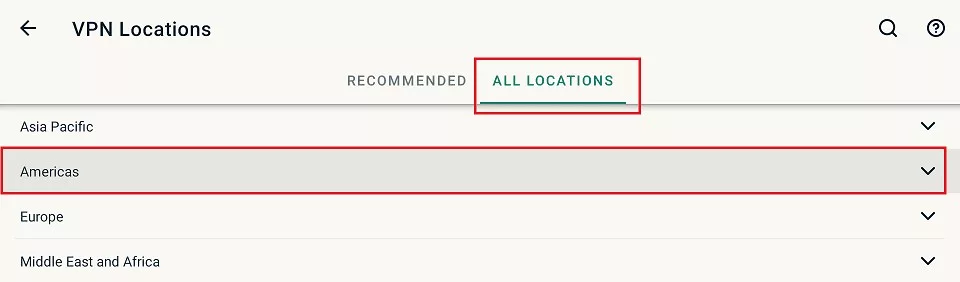 select ALL LOCATIONS tab