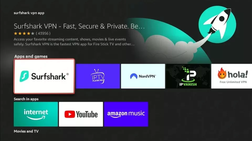 select surfshark vpn tile