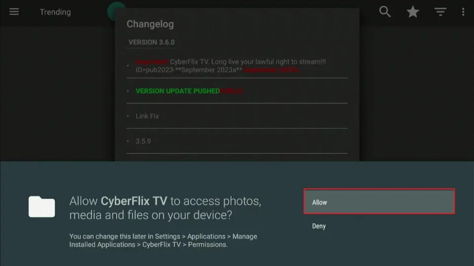 select allow cyberflix