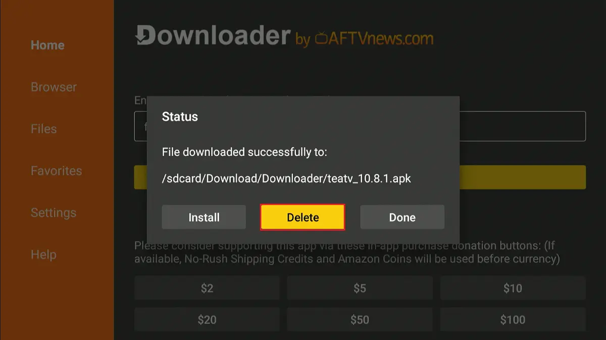 delete apk