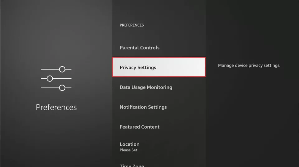 select privacy settings