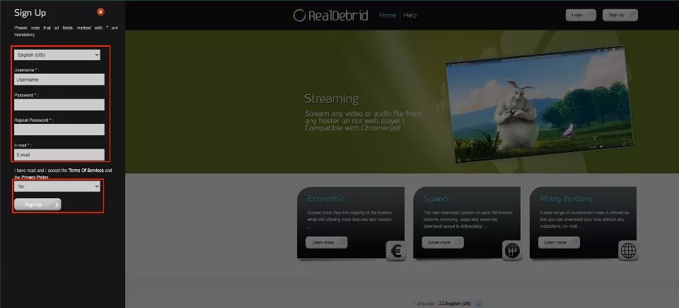 click on sign up button