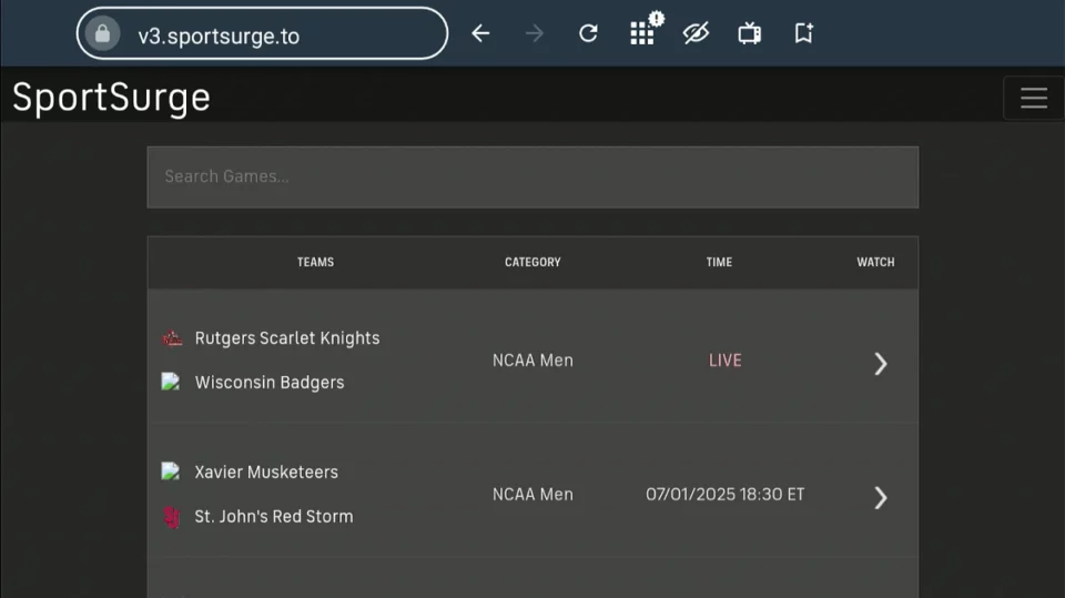 sportsurge home page