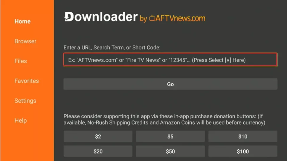 enter url tab