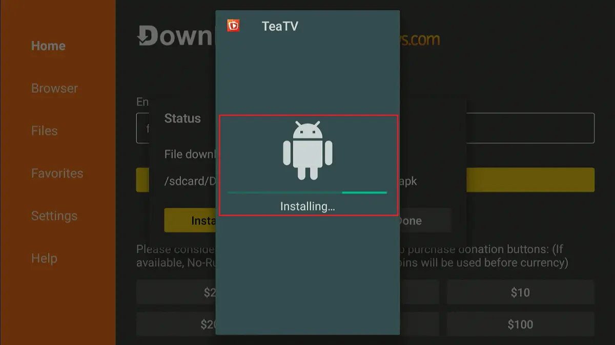 installing tea tv