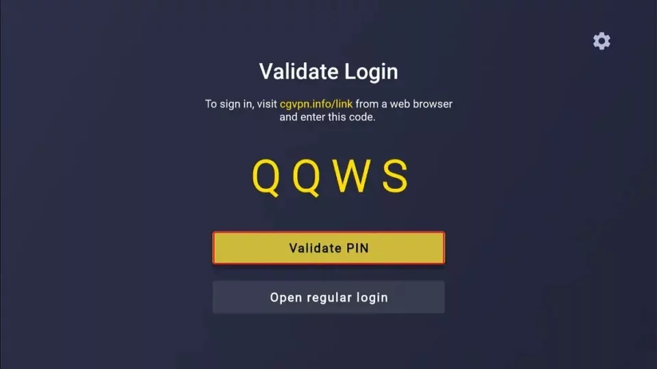 click on validate pin