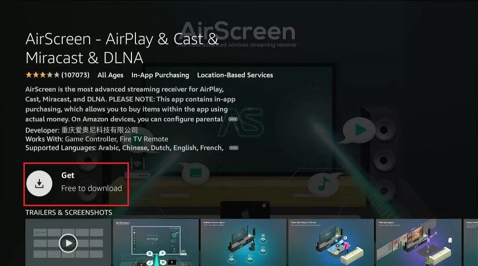 how to get airscreen on firestick