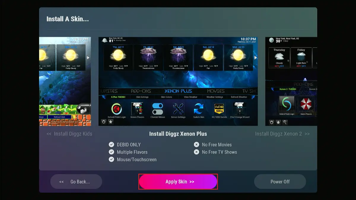 select apply skin