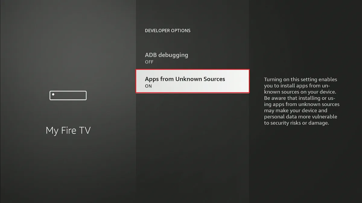 select apps from unknown sources