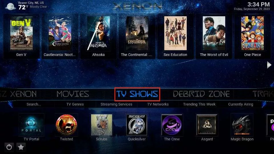 select tv shows xenon build