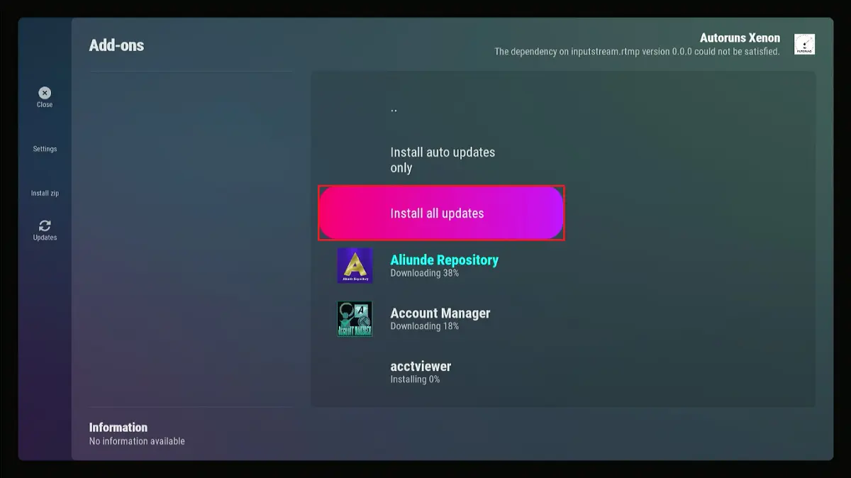 select install all updates