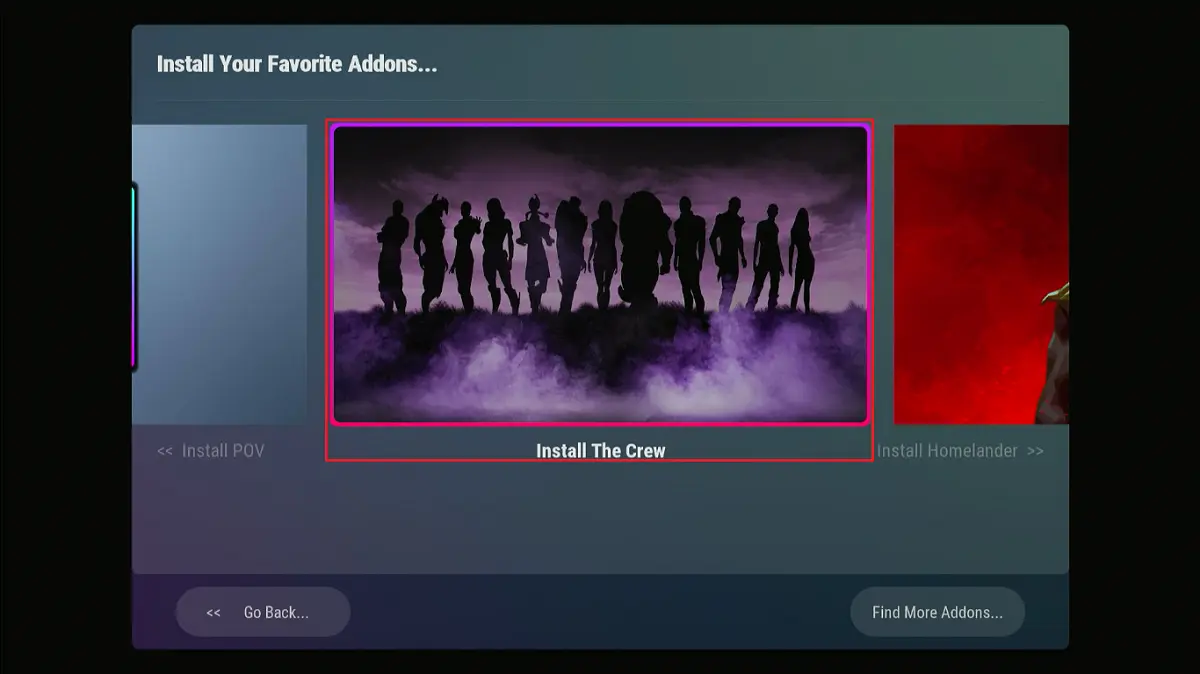 select the addons