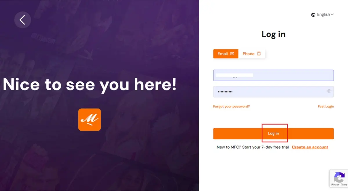 enter credentials and log in
