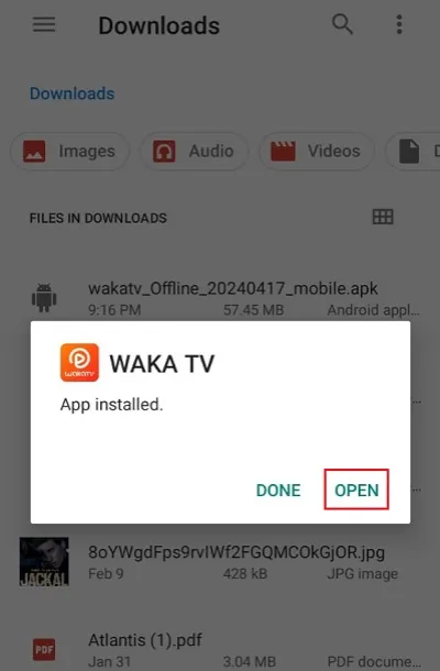 click open
