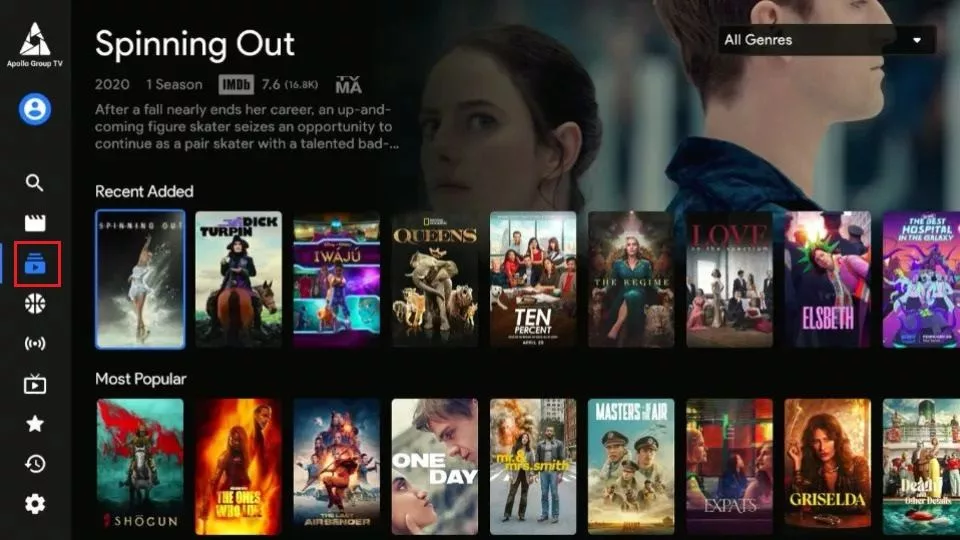 select TV-Shows tab