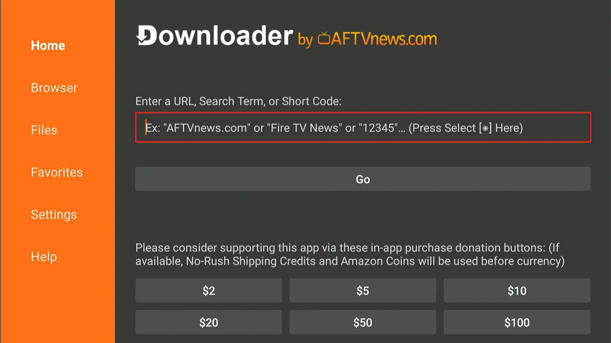 enter the url tab downloader