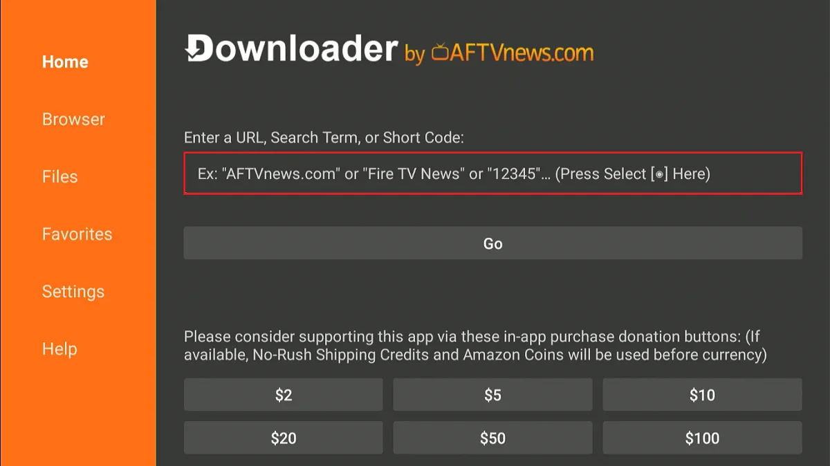 enter the url tab