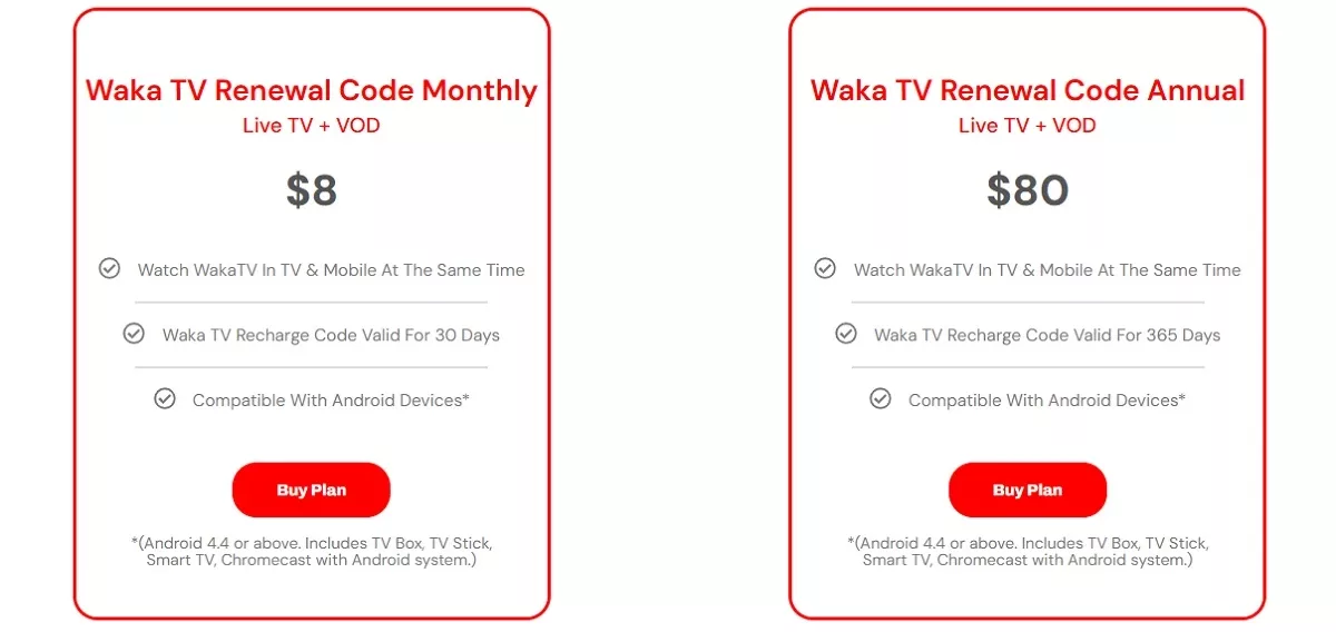 Waka TV Pricing