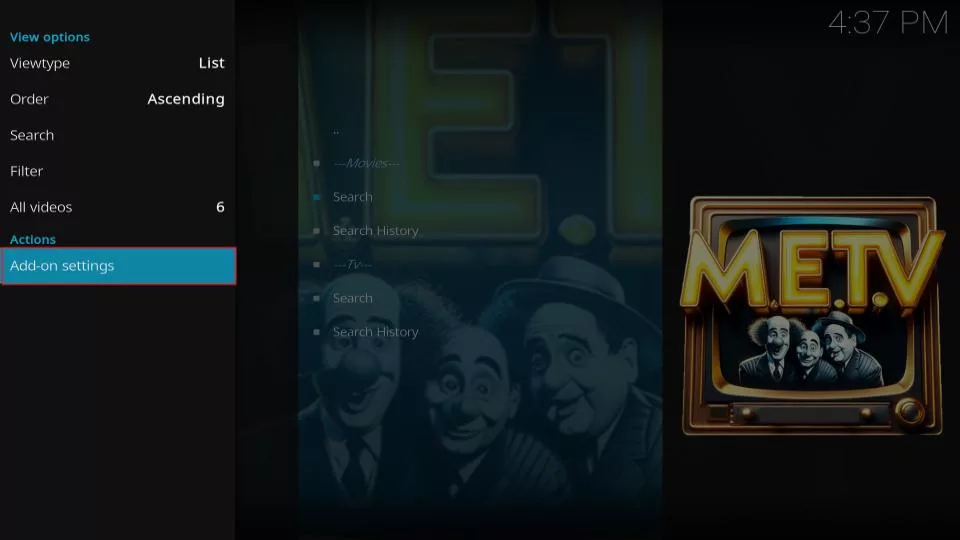 select addon settings