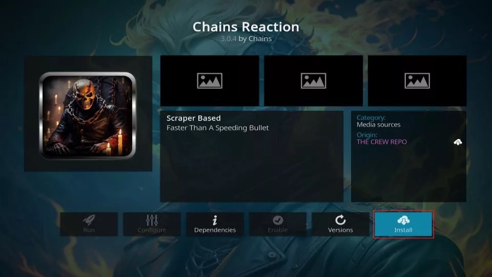 select install chains reaction