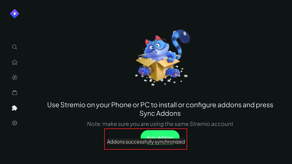 addons successfully synchronized