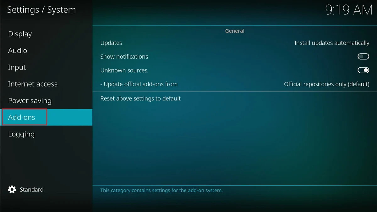 select addons