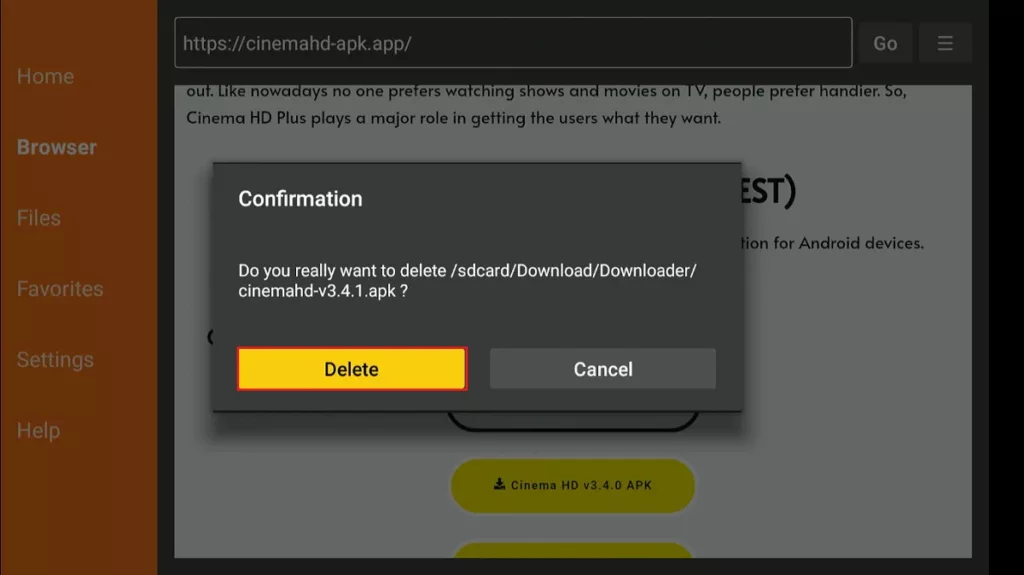 confirm delete
