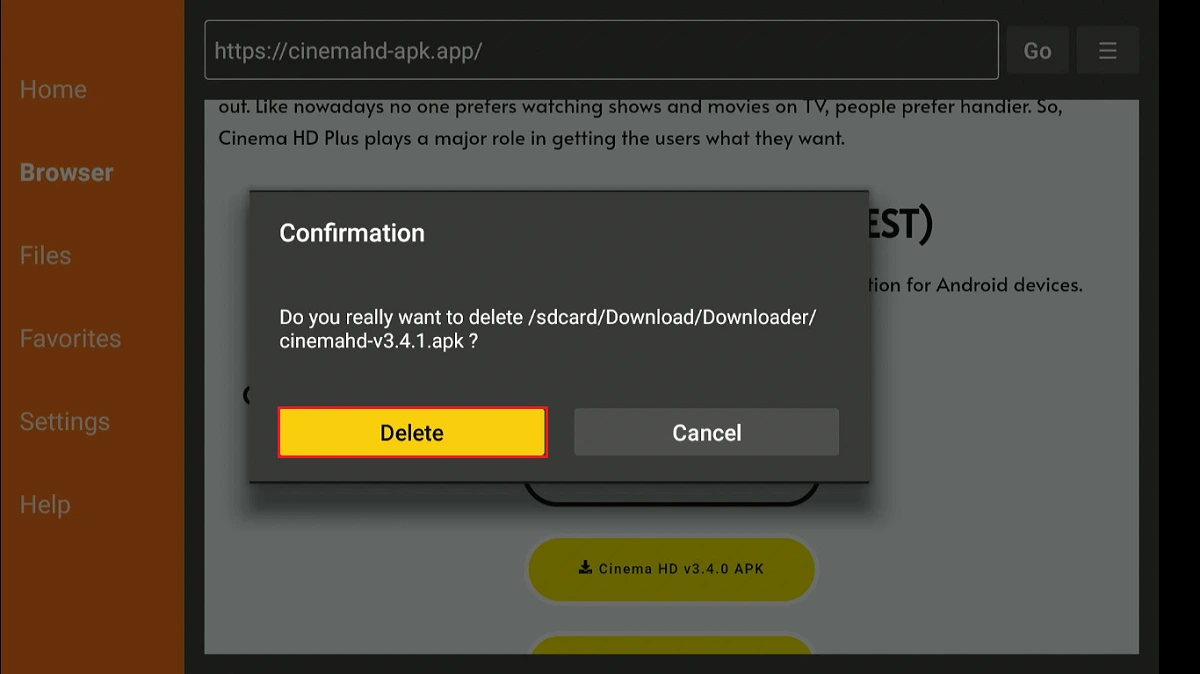 confirm delete