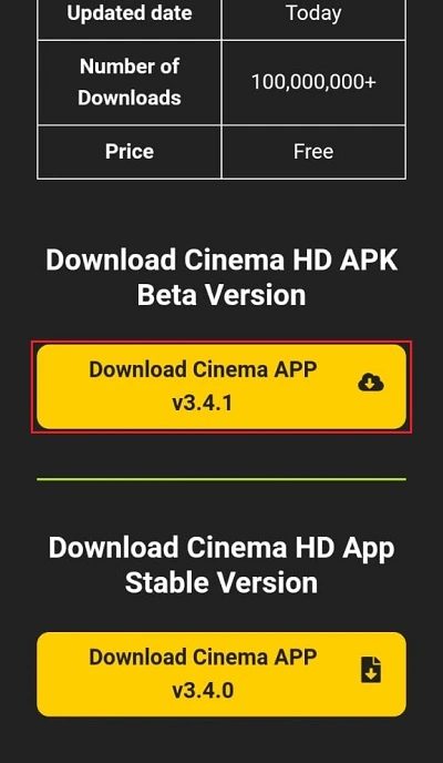 select download cinema app