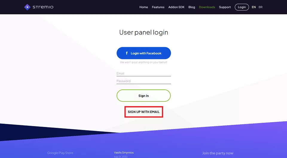 sign up with email