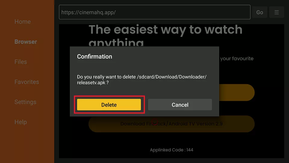 confirm delete