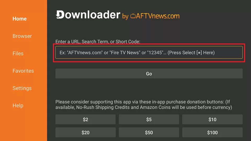 downloader url tab