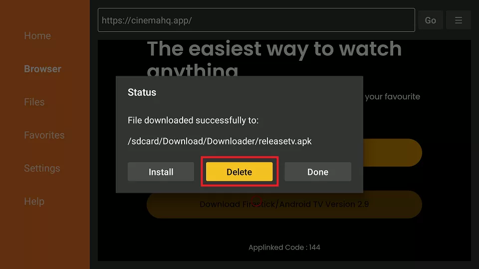select delete apk