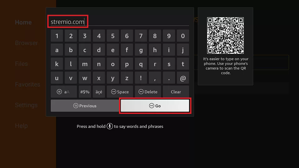 enter url stremio