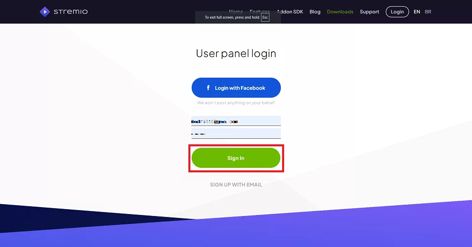 select sign in