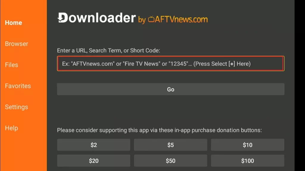select the url tab