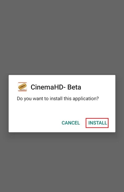 select install cinema hd beta