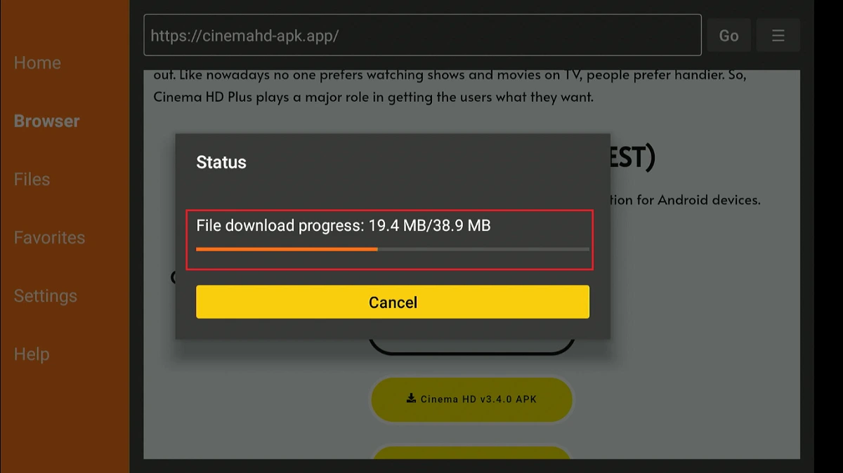 download progressing