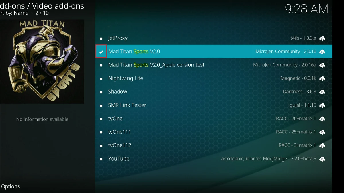 mad titan sports v2.0 installed