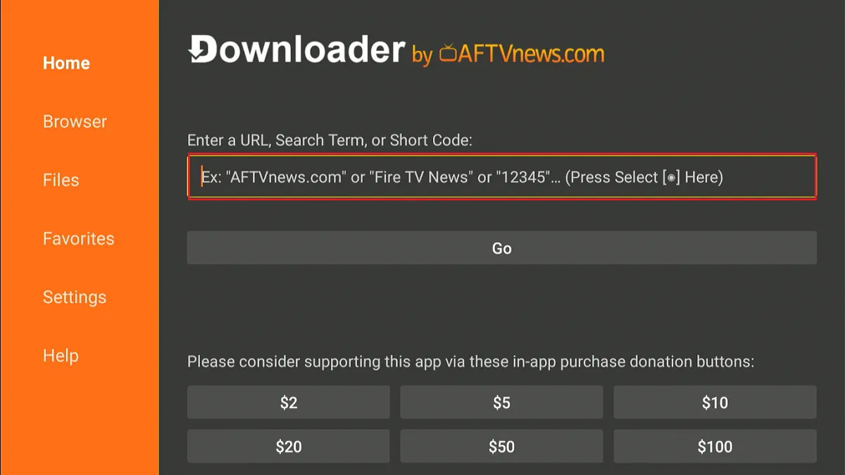enter the url tab