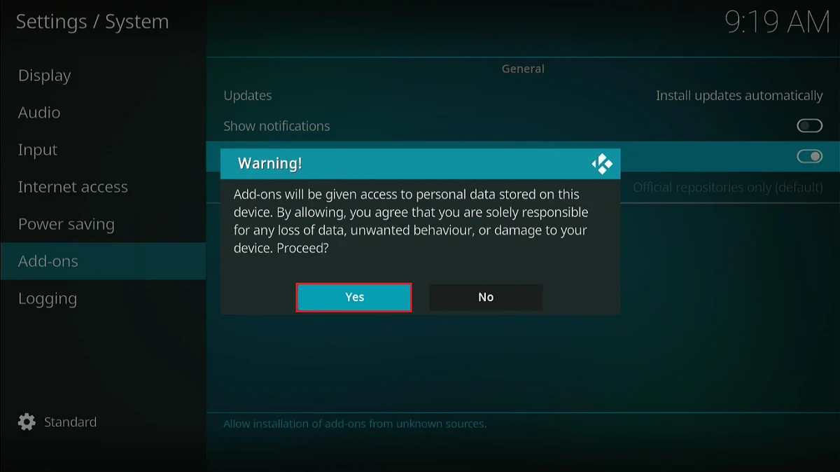 warning yes