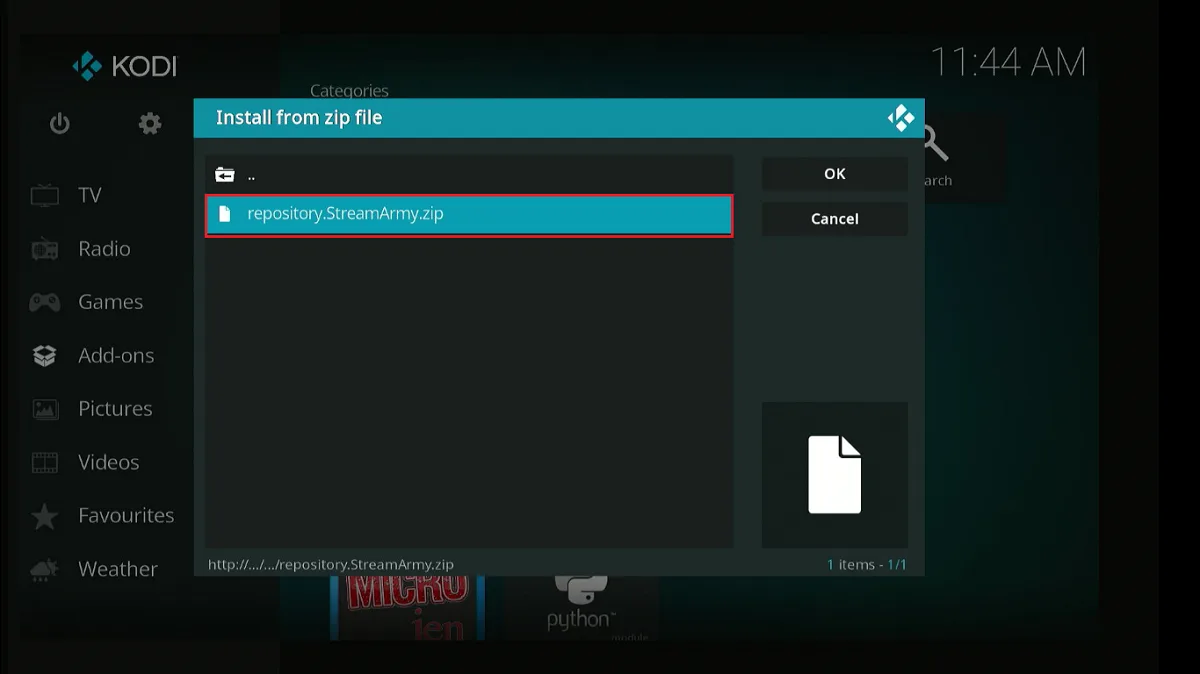 select the repo zip file