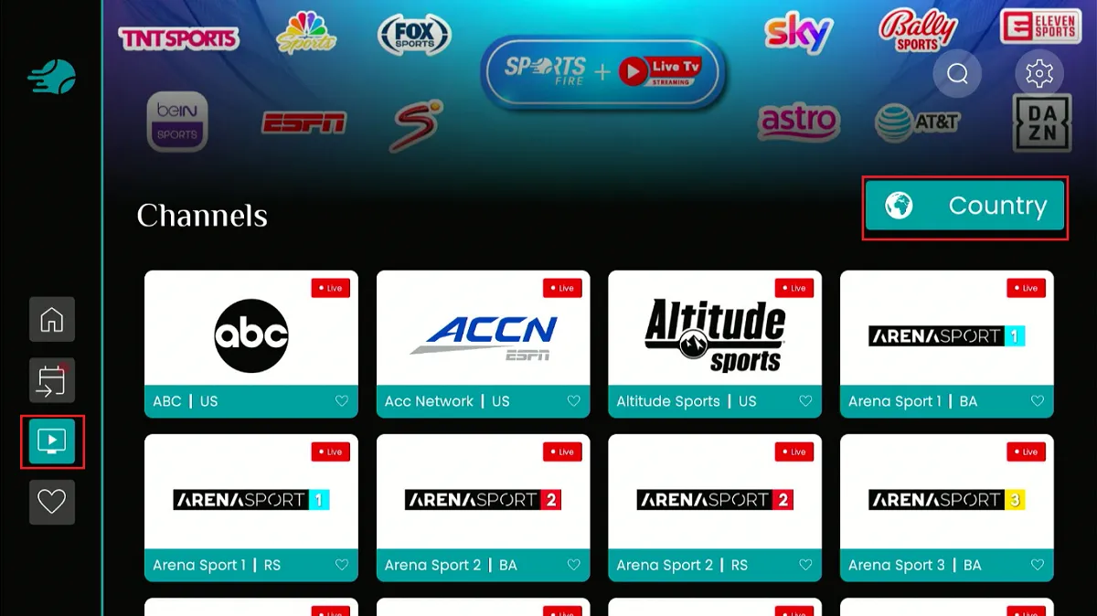 select channels country
