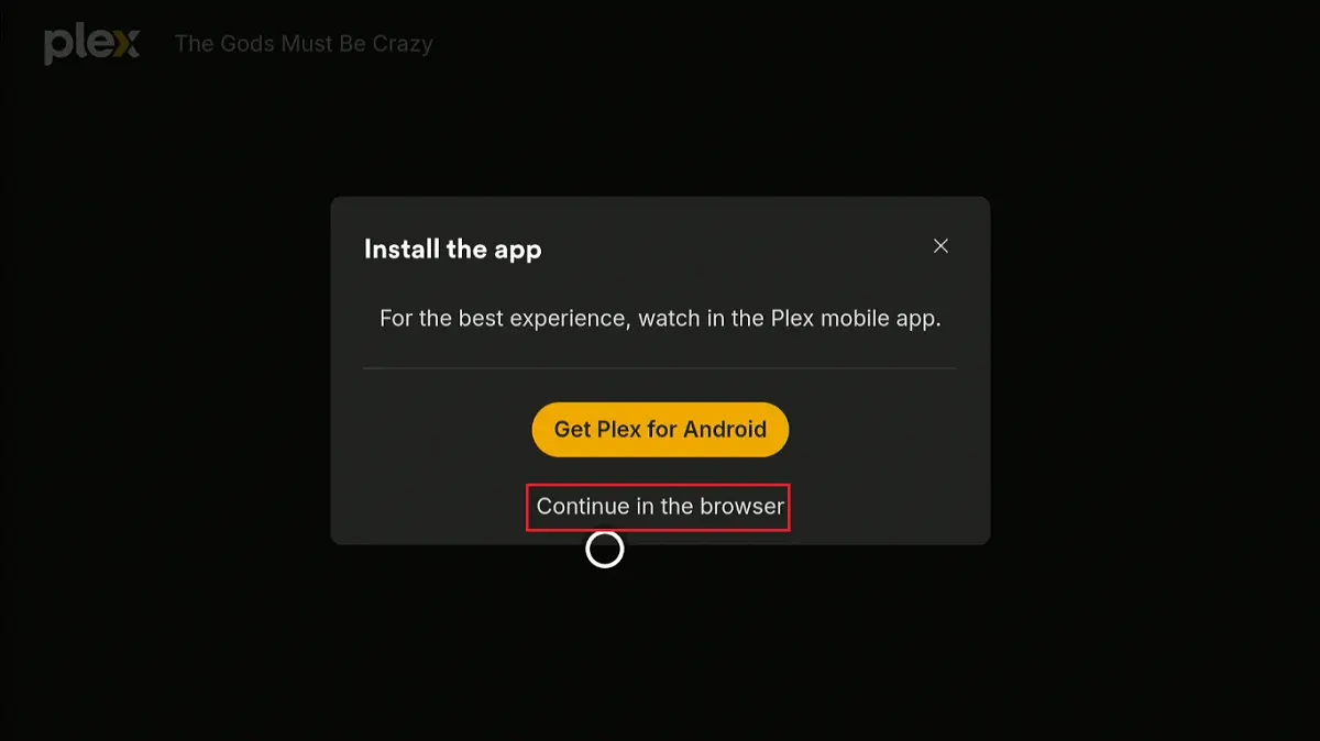 select continue in browser